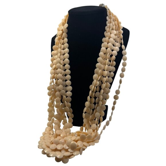 Vintage Multi Strand Plastic Disc Necklace With Metal Clasp - Picture 1 of 6